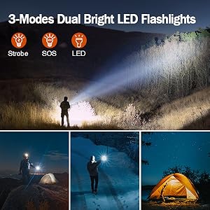 Solar Battery Pack with Three Modes Bright Flashlights