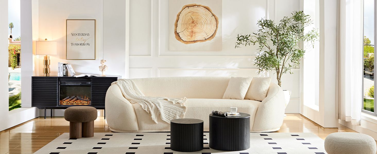 YOPENG Curved Sofa,103.5" High Back Deep Seat Couch,Modern