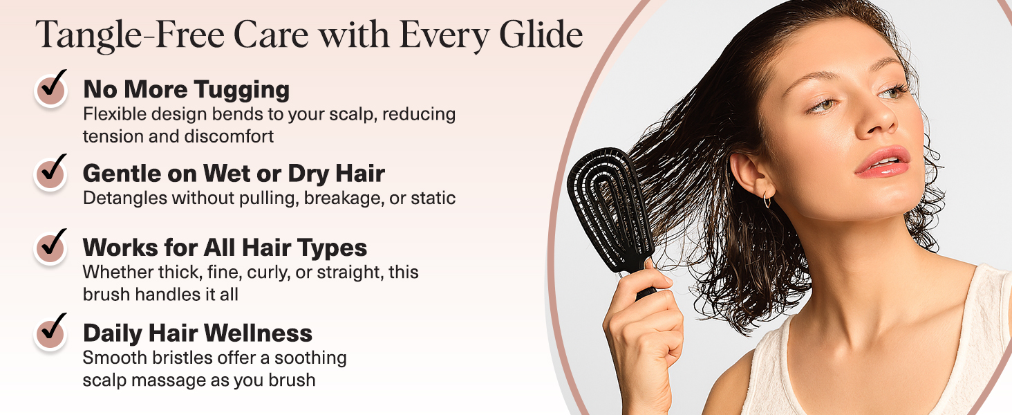 Flexible Hair Brush for Women and Men Adults & Kids Ulta-Smooth Bristles for Wet or Dry Strands
