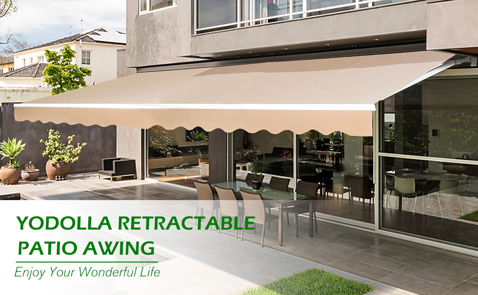 YODOLLA 2.5 × 2m Patio Awning Retractable Sun Shade With Manual Crank Handle, Beige 12 YODOLLA awning