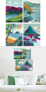 4 Pack DIY Diamond Painting Kits for Adults Hawaii Scenery Diamond Art Painting Kits 5D Full Drill