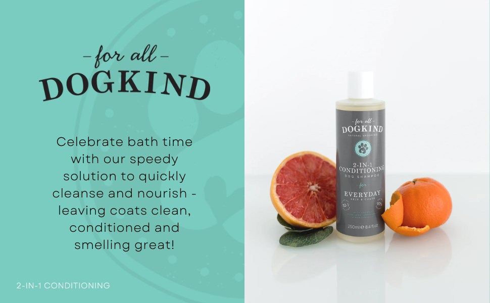 For All DogKind 2-in-1 Dog Shampoo - Refreshing Grapefruit and Mandarin Oil - Gentle Care for Dogs and Puppies - Flea and Tick Wash - Deep Clean & Boost Shine - 250ml 10 2 in 1