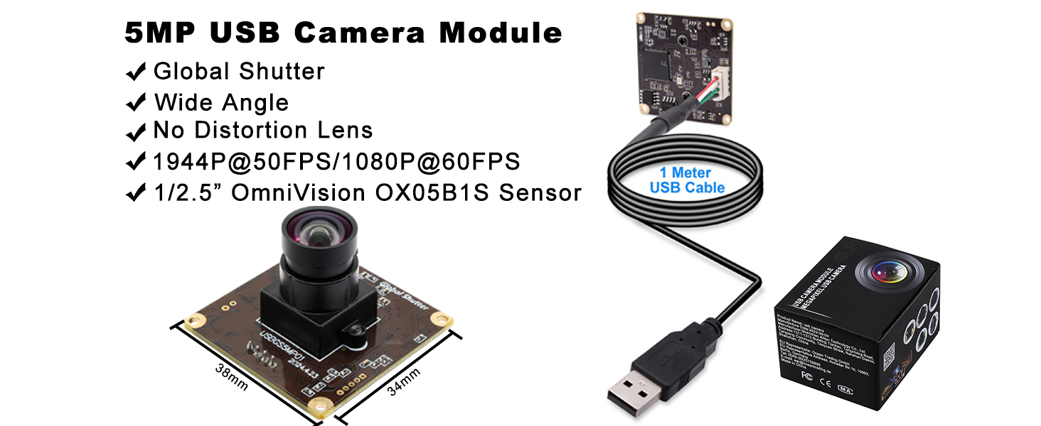 ALPCAM 5MP Global Shutter USB Camera Module High Speed