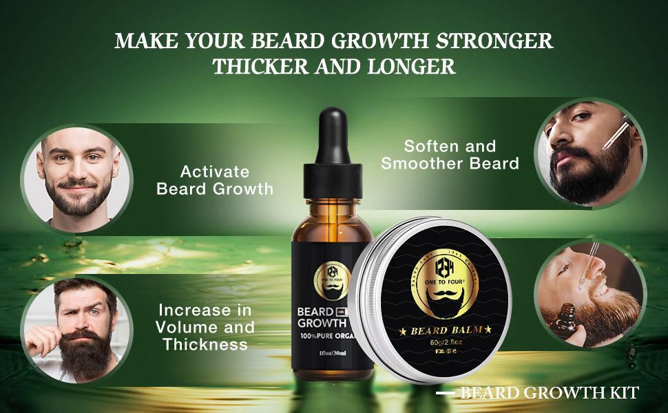 Beard Growth Kit, Beard Kit with Beard Roller, Natural Beard Growth Oil
