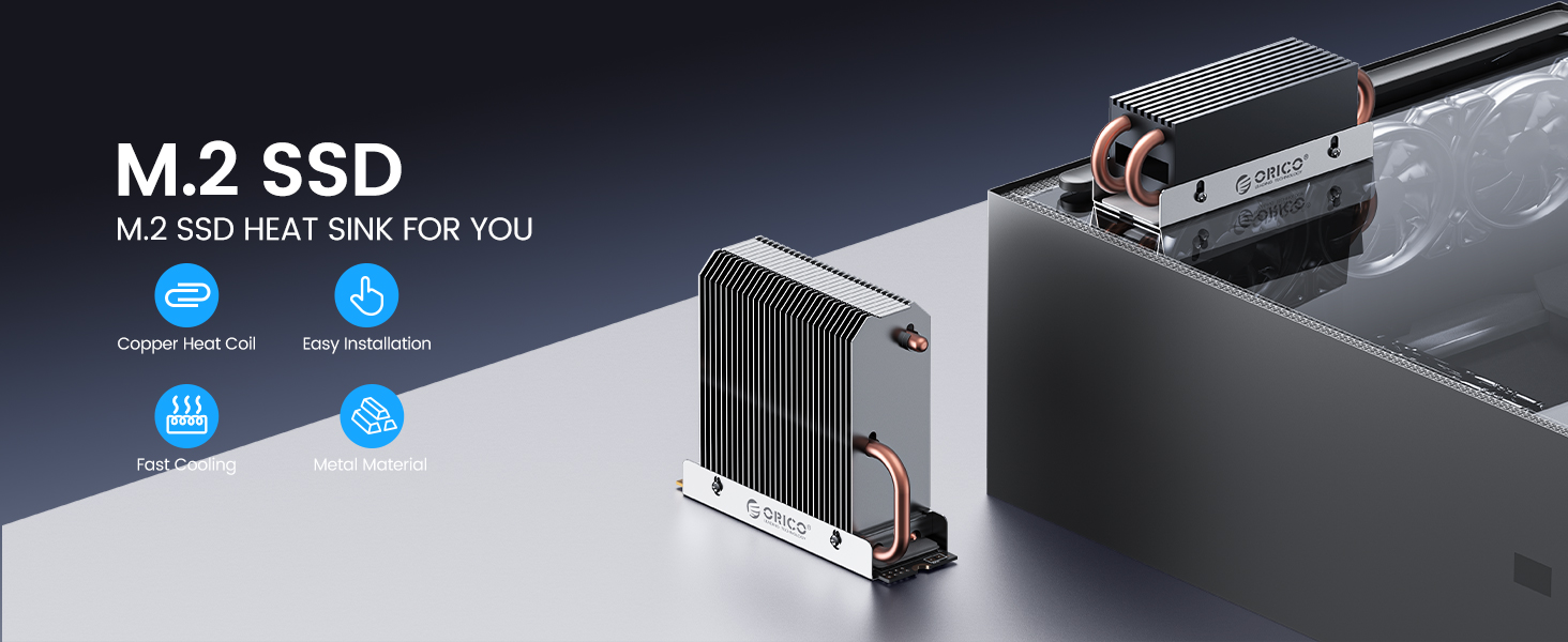 ORICO M.2 SSD Heatsink Cooler with M2 Thermal Pad Thermal Conduction+Aluminium Cooling for
