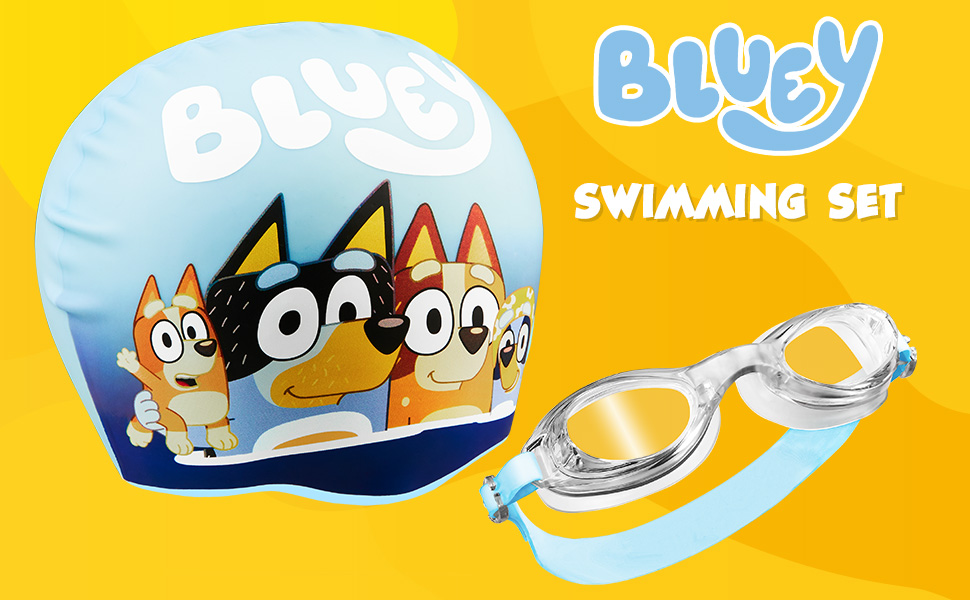 Amazon.com : Bluey Kids Swim Goggles and Swim Cap Set Anti