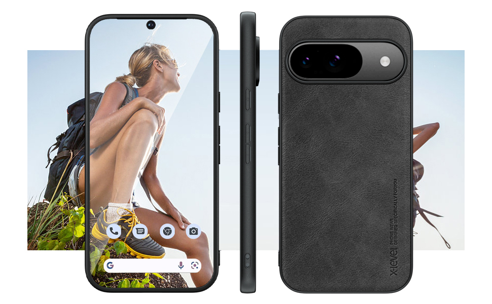 Xlevel Étui pour Google Pixel 9/Pixel 9 Pro Étui fin en similicuir