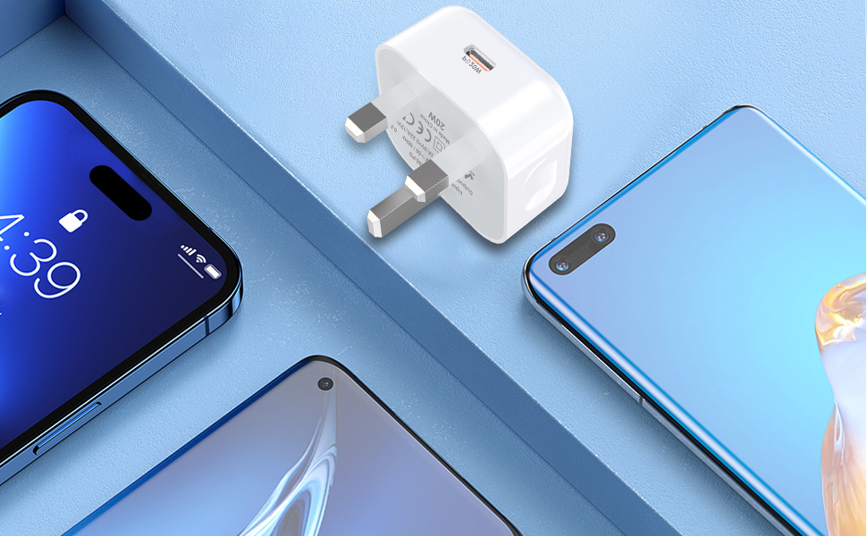 USB C Plug,20W USB C Fast Charger Plug, For iPhone Charger Adaptor UK Compatible with iPhone 16/15/14/14 Plus/14 Pro/14 Pro Max/13 12 11 X XR XS SE/Pad-1Pack 19 USB C Plug Adaptor UK Compatible with iPhone