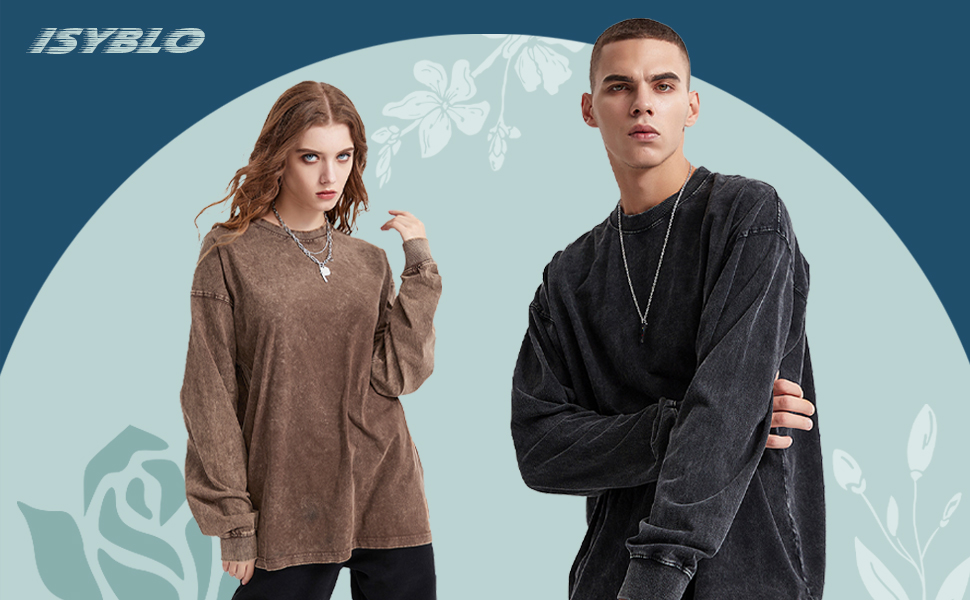 ソロイスト　pullover shirt type1 ISYBLO Mens Crewneck Pullover Cotton Washed Vintage