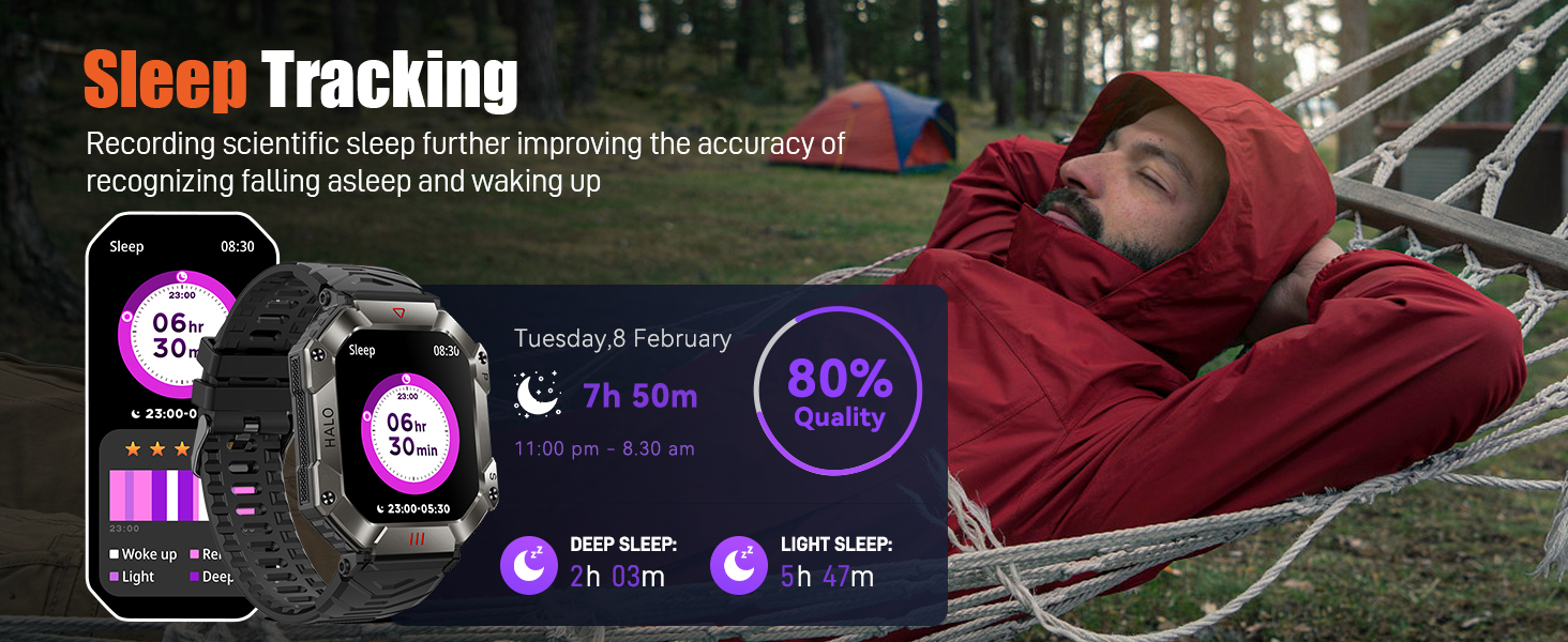 RUGGED TACTICAL SPORTS SMARTWATCH WITH SLEEP TRACKING