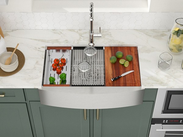 Logmey 32 Undermount Kitchen Sink 32 x 19 Inch Workstation