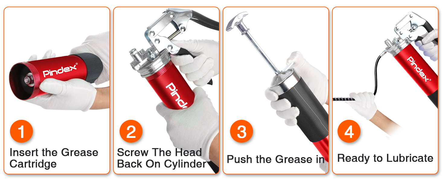 Pindex Grease Gun 8000PSI Heavy Duty Manual Grease Gun Tool with 18
