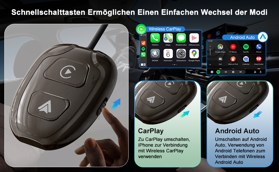 CarPlay Android Auto Wireless Adapter, Wireless CarPlay und Android ...