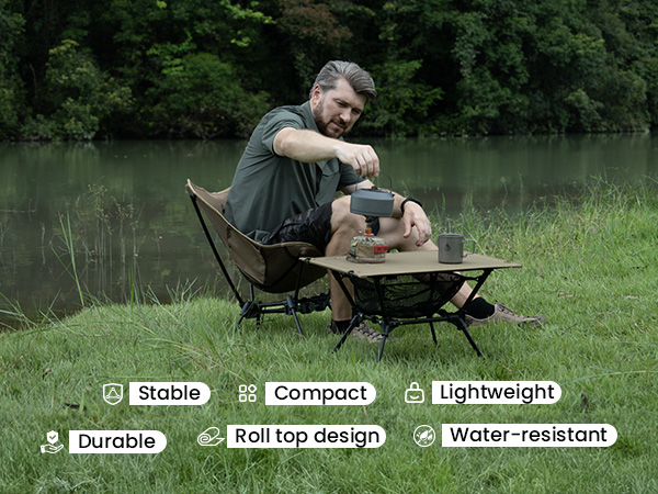 TABLE ONE AIOT! ver.-FOREST GREEN × CAMO Amazon.com: ONETIGRIS Dipper Camping Table, Lightweight