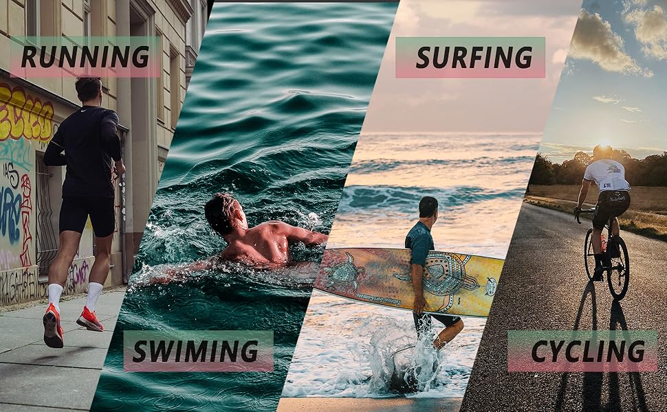 swimming, surfing, walking, running,basketball,tennis on the beach or lounge at home