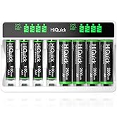 HiQuick 8 Bay Independent Smart LCD Display Ni-MH Ni-CD AA AAA Battery Charger with 4 AA 2800mAh ...