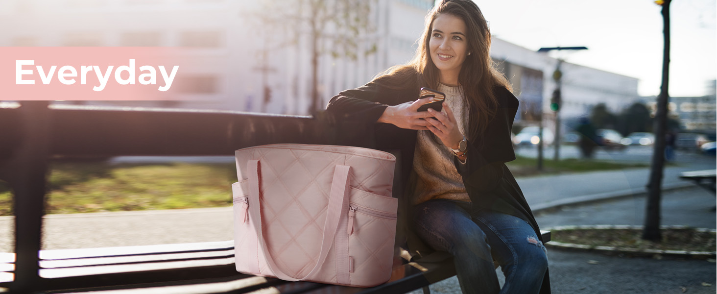 Bagsmart Arbeitstasche Damen, 20L Puffy Tote Bag mit Reißverschluss, viele Fächer, Gepäckgurt für Reisen, Arbeiten, Schu 6eb7b5e2 352f 4bac 919a 7bf4ec97b9a7. CR0,0,1464,600 PT0 SX1464 V1