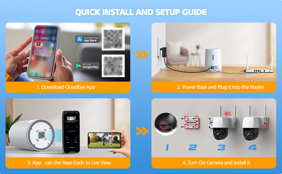 CAMBLINK 4MP Wireless Outdoor Security Camera System CCTV Wifi Battery