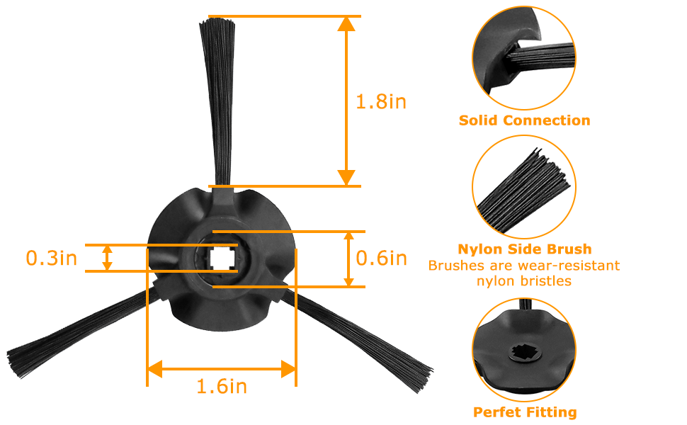 8 Pack Side Brushes Replacement for Shark Matrix Robot