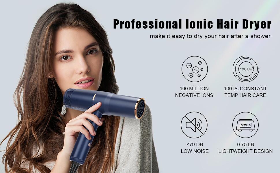 Hair Blow Dryer with Diffuser, IG INGLAM Professional 110,000 RPM