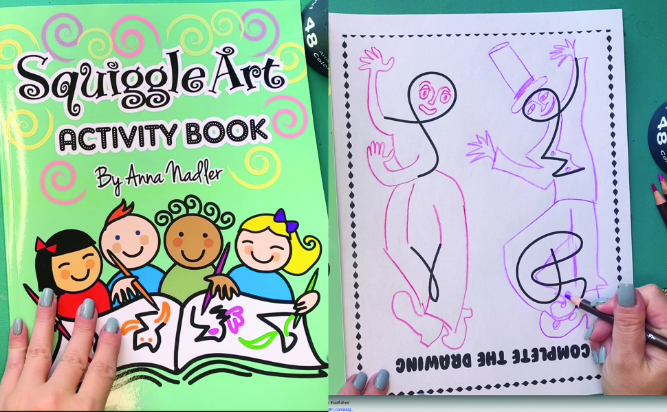 Squiggle Art Activity Book: 100 page art puzzle book for