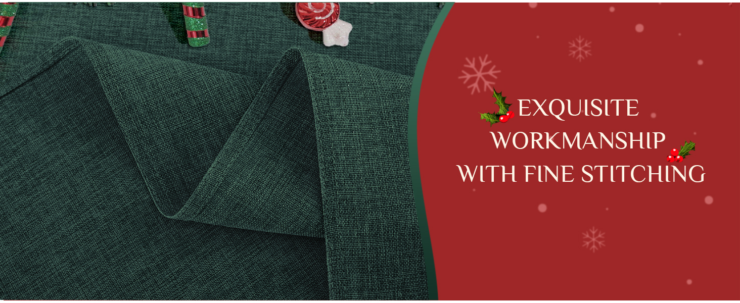 Softalker Christmas Linen Textured Rectangle Tablecloth