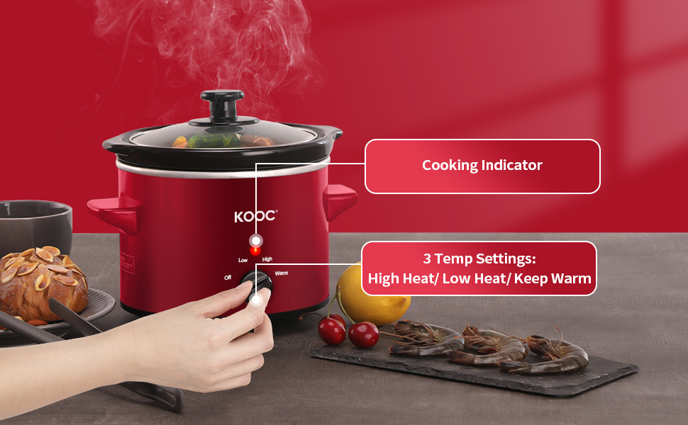 KOOC Small Slow Cooker, 2Quart, Free Liners Included for