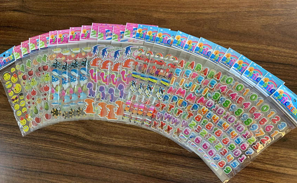 25 Sheets(570+) 3D Cute Stickers for Kids, Puffy Water