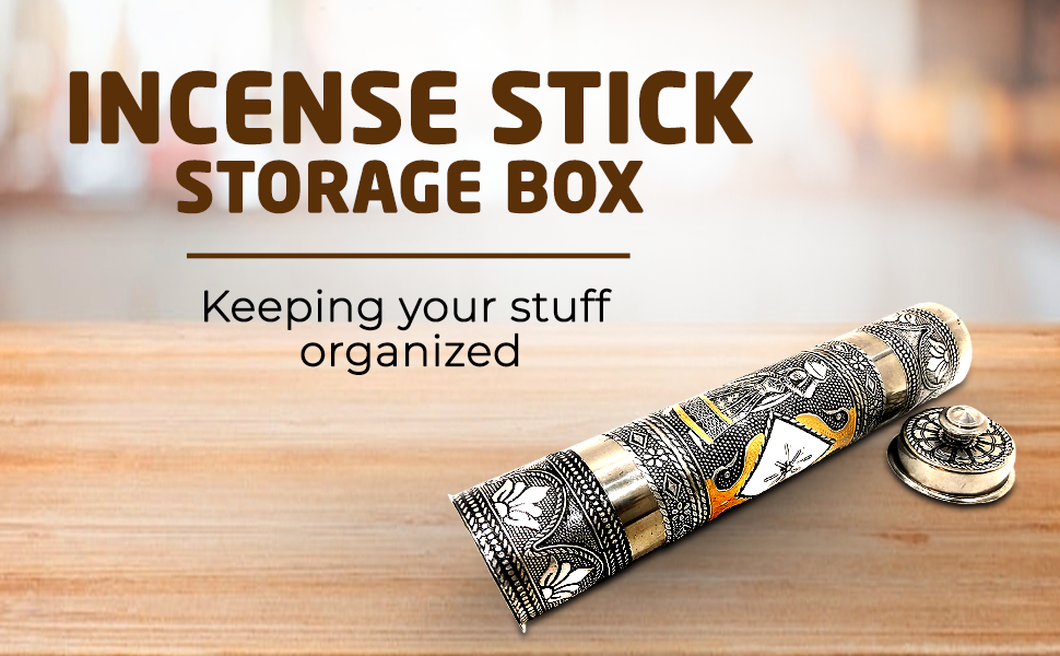 Navrnag Metal Stainless Steel Incense Stick Storage Box Holder (Black