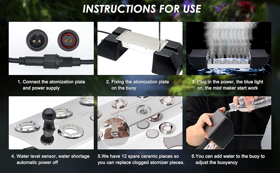 KHEARPSL Mist Maker Fogger Ultrasonic Fogger Pond Mister