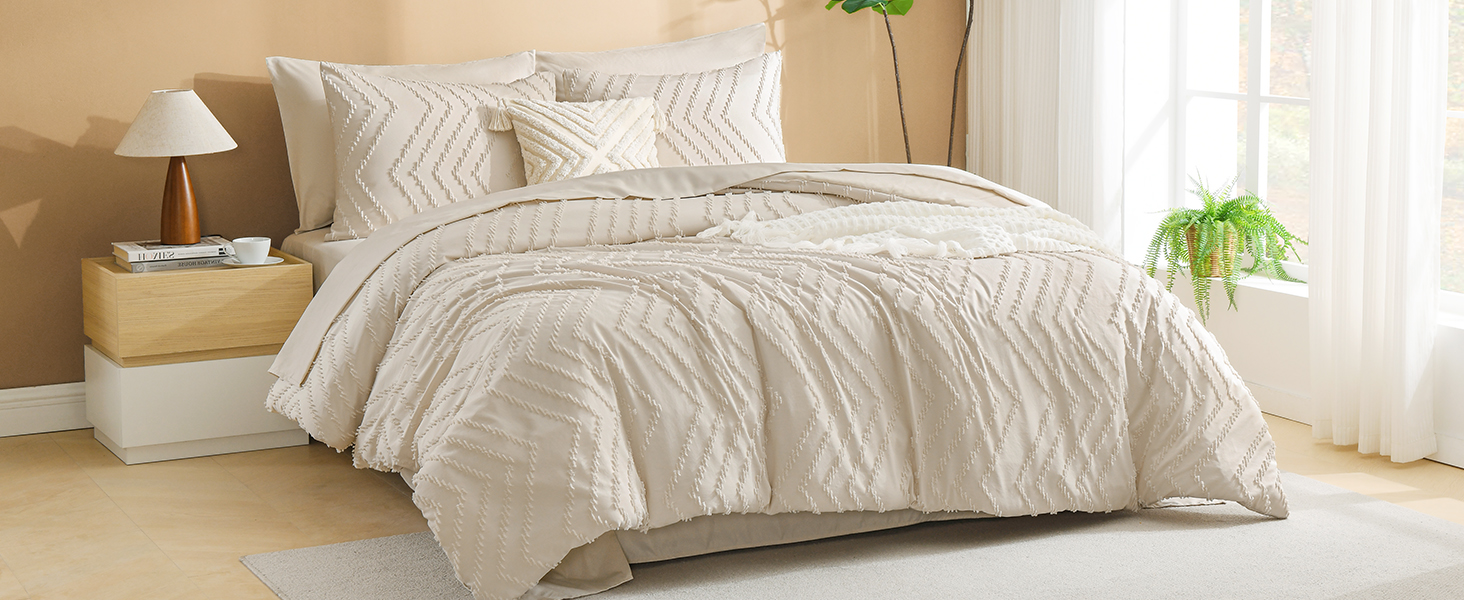 7 pieces beige comforter
