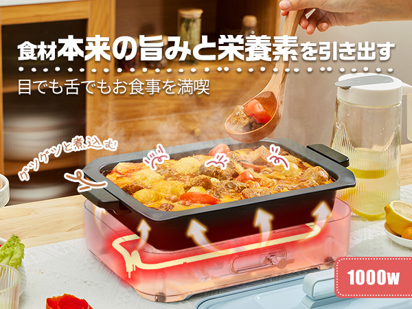 Amazon | SOLEMOOD コンパクトホットプレート グリル鍋 着脱式