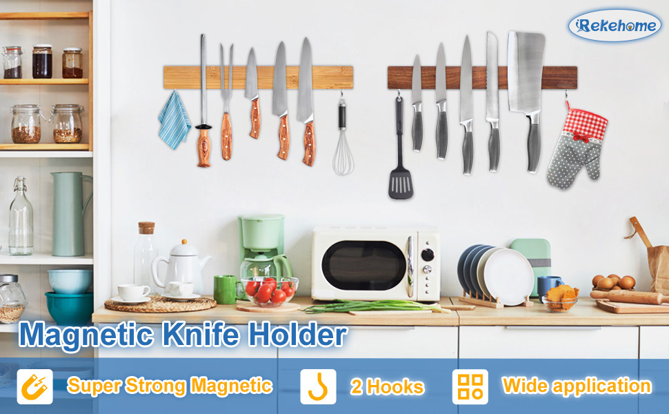 Bamboo Magnetic Knife Holder for Wall.