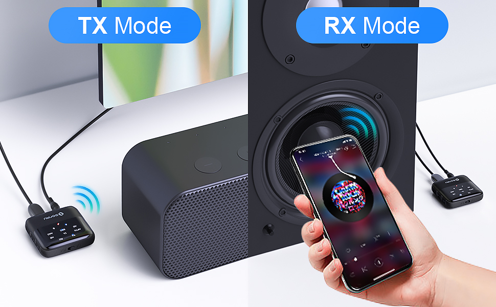 SONRU Bluetooth 5.2 Transmitter Receiver 2 in 1, 3.5mm Bluetooth