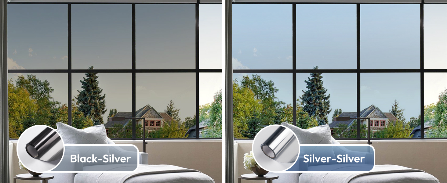 rabbitgoo Window Film One Way Daytime Privacy Window Tinting Film for Home Sun