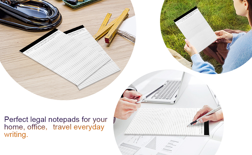 Uzant 6 Pack Legal Pads 8.5" x 11" Note Pads with Date on