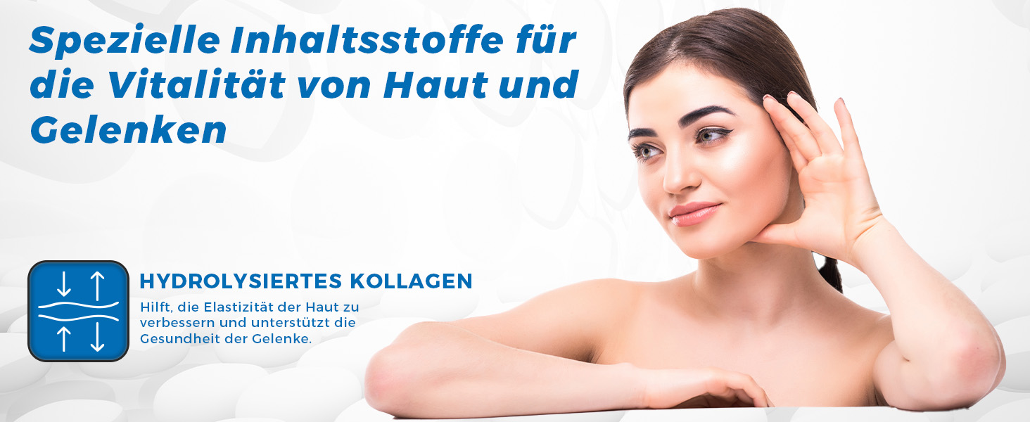 collagen tabletten (collagen supplement) und hydrolysiertem Kollagen