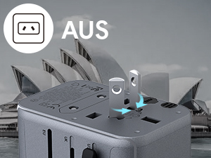 Universal Travel Adapter, EASEMO International Wall Charger with 3 USB-C & 2 USB... 27 AUS plug