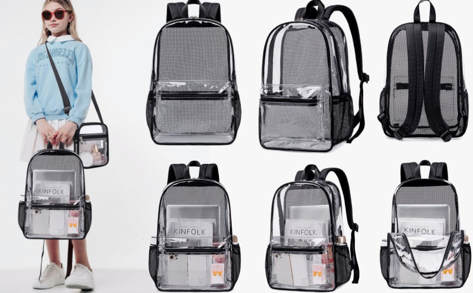 LOIDOU Clear Backpack Heavy Duty Transparent Bookbags See