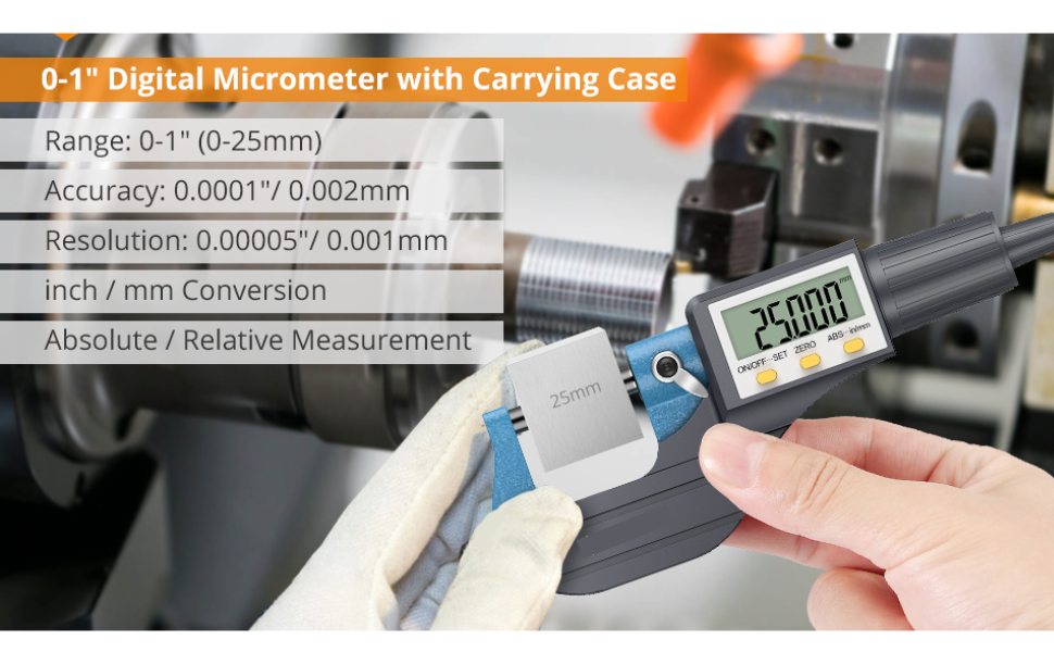 HOXYN Digital Micrometer 025mm Digital Outside Micrometer 0.001mm High