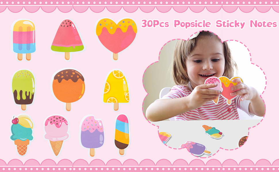Xqumoi 30 Pack Ice Cream Sticky Notes, Total 600 Sheets
