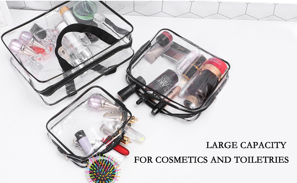 Arqumi Clear Toiletry Bag, 3in1 Portable Travel Wash Bag Waterproof PVC Makeup Cosmetic