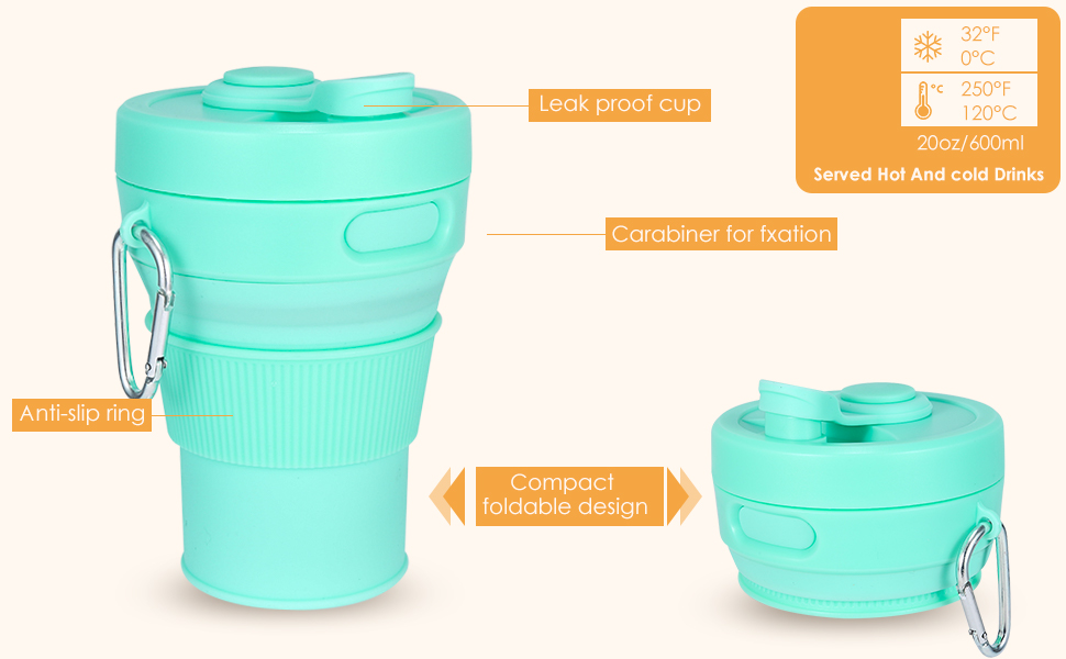 collapsible water bottle bpa free outdoor mug silicone folding cup silicone collapsible container