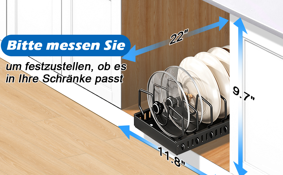 JORETLE Pot Lid Holder, 16.53 Inches / 42 cm Extendable Lid Holder