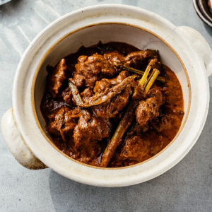 LAMB KARI in a white serving bowl