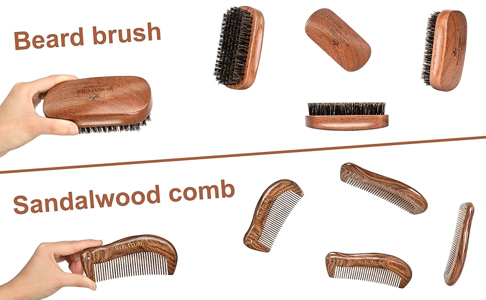 Wonature Boar Bristle Beard Brush Men's Beard Care Tool