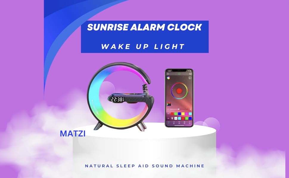 Matzi Smart Alarm Clock Alarm, Sleep Aid Sound Machine, AppControlled