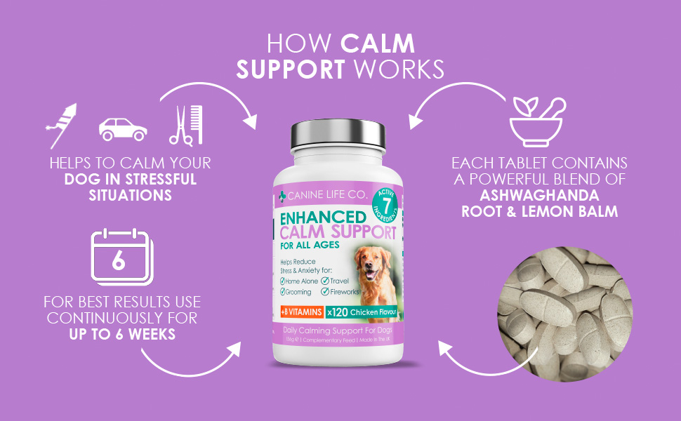 Canine Life Co. Enhanced Natural Dog Calming Tablets Dog Calm Support Supplements 120