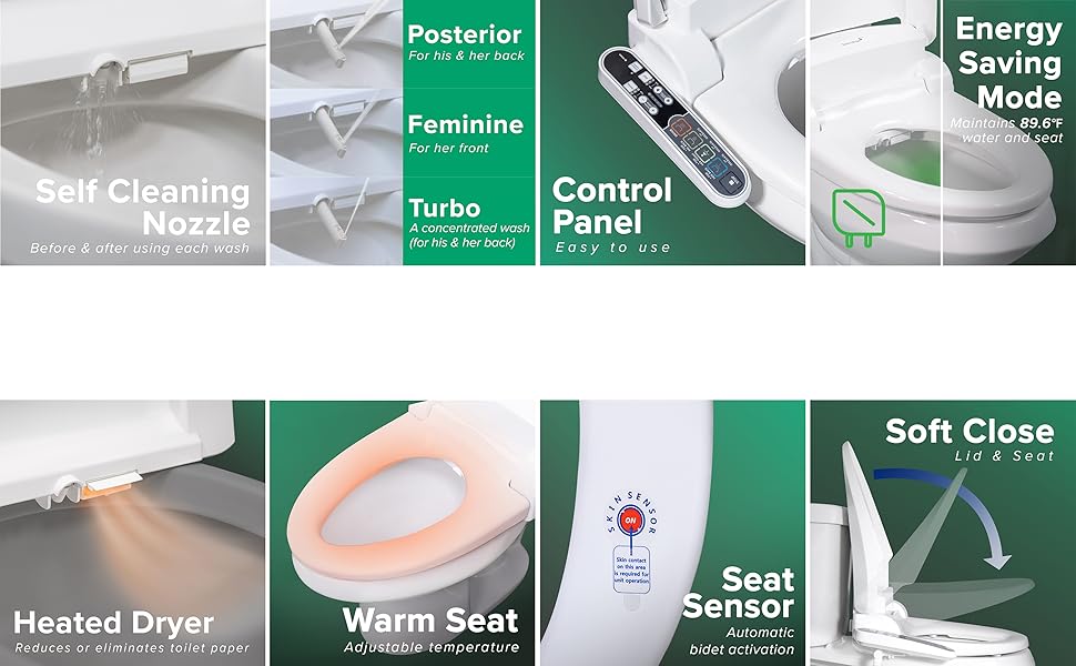 SmartBidet SB2000 Electric Bidet Seat for Round Toilets Electronic