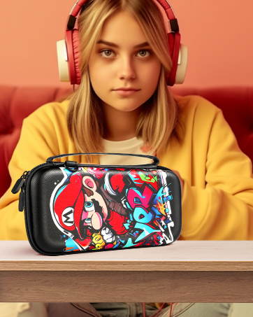 Koecya Carrying Case for Nintendo Switch/Switch OLED Travel Carry Cases for Kids Boys Teen Girls Cute Kawaii Design Aesthetic Portable Hard Shell Covers Pouch Storage Bag for Nintendo Accessories 16 5